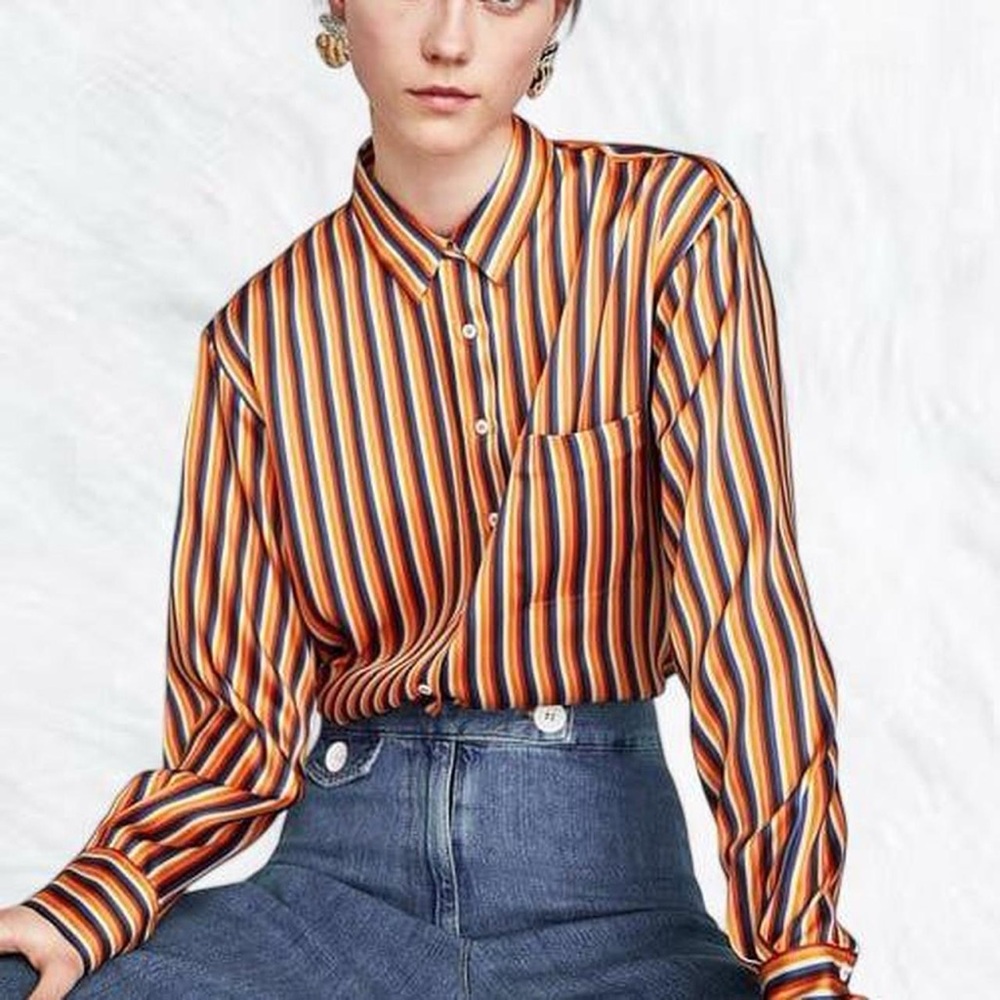 Zara Vibrant Striped Button-Down Shirt